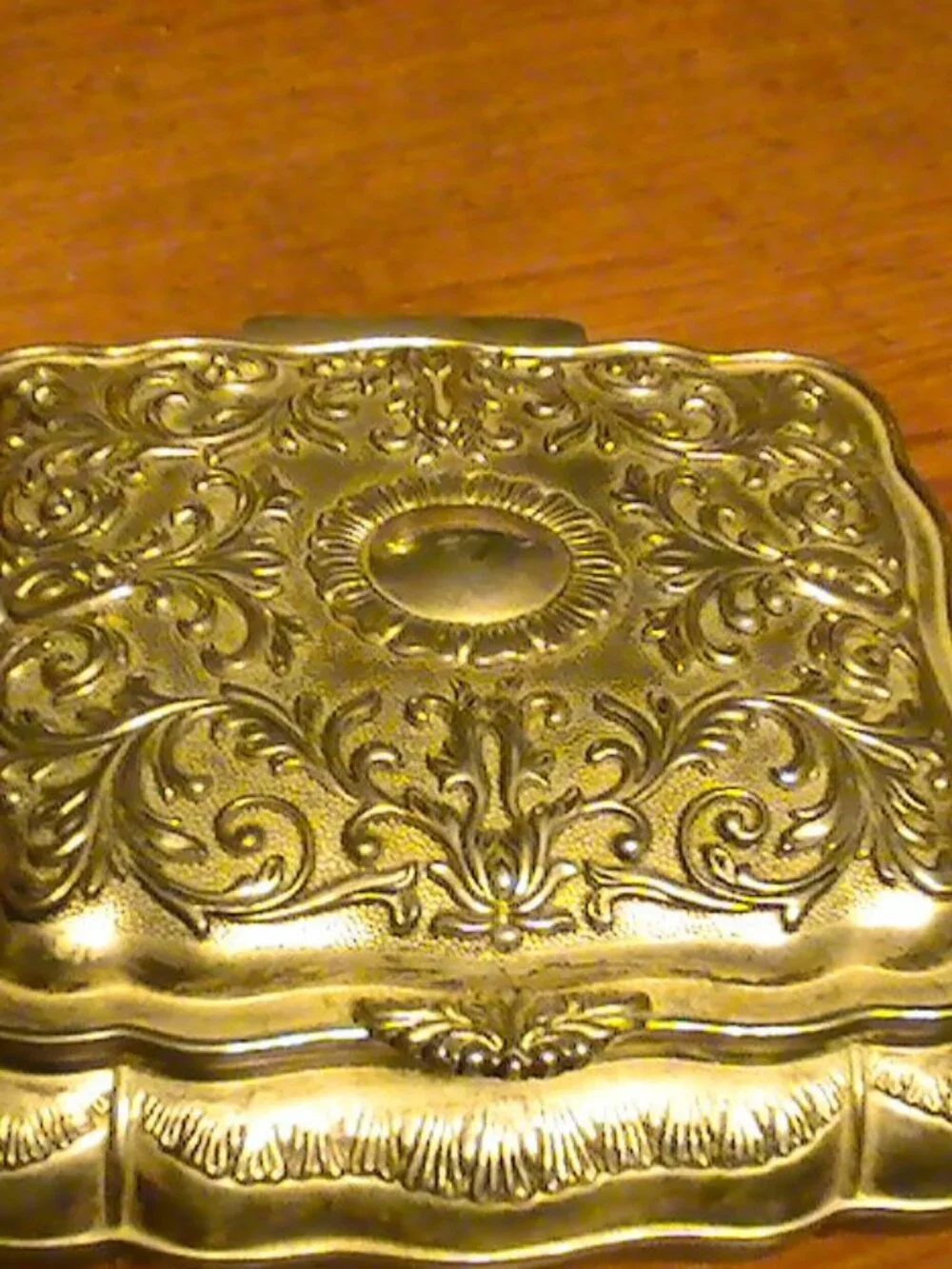 Vintage Silver Plated Hinged Jewelry Box  Ornate